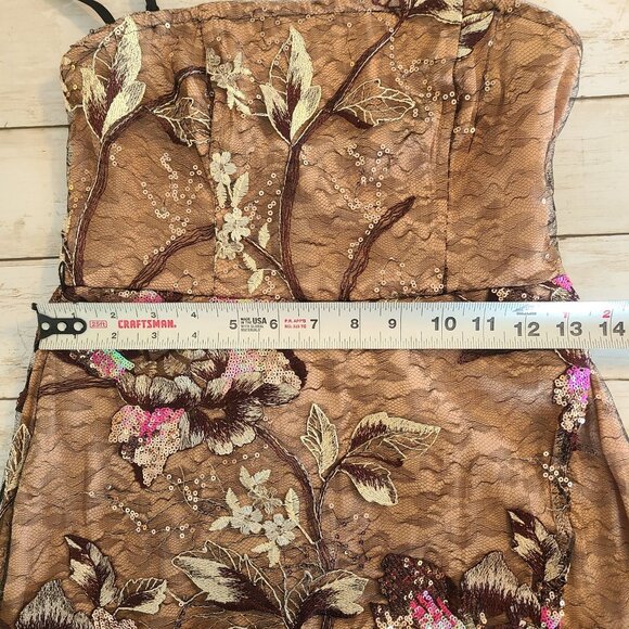 Free People Last Call Embellished Beaded Shimmer Lace Mini Dress XS Fairy Femini - Picture 7 of 10